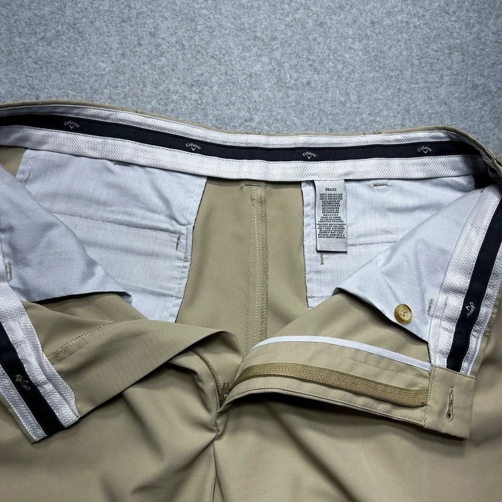 Callaway Golf Pants Pleated Mens 36x32 Khaki Tan‎ Performance Cuffed Classic